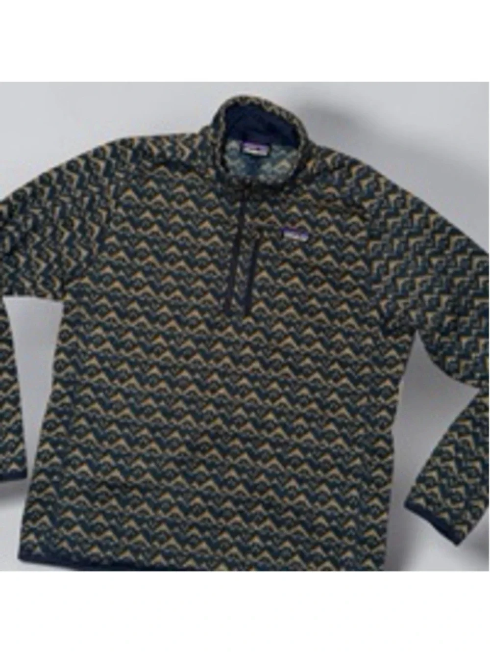 Patagonia Men's Fleece Quarter Zip Sweater XL Blue Beige Pattern